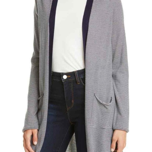 NEW $395 Stripe Silk Blend Cardigan ATM ANTHONY TH - Picture 1 of 10